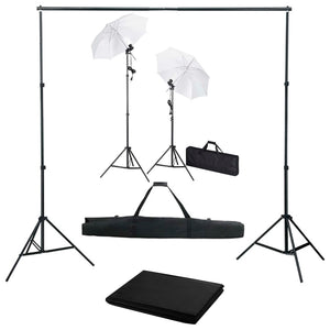 Kit studio fotografico professionale con lampade fondali nere e ombrelli 02_0001493