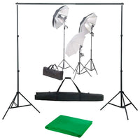 Kit professionale per studio fotografico con set di illuminazione e fondale verde 02_0001443