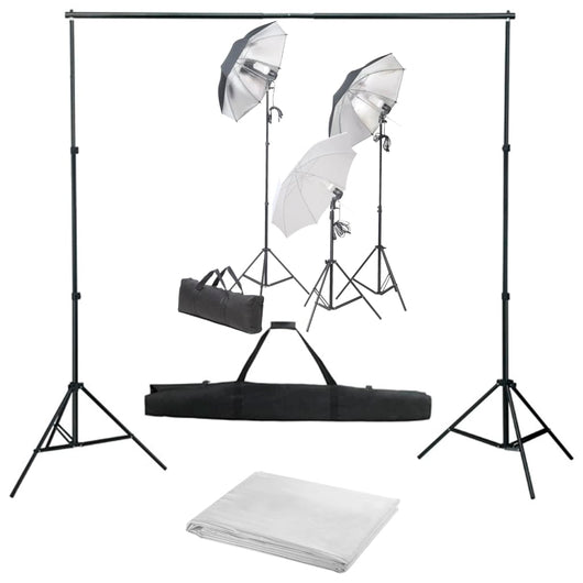 Kit professionale per studio fotografico con set di illuminazione e fondale bianco 02_0001445