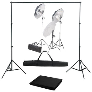 Kit professionale per studio fotografico con set di illuminazione e fondale nero 02_0001447