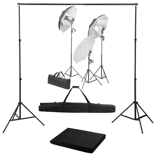 Kit professionale per studio fotografico con set di illuminazione e fondale nero 02_0001447
