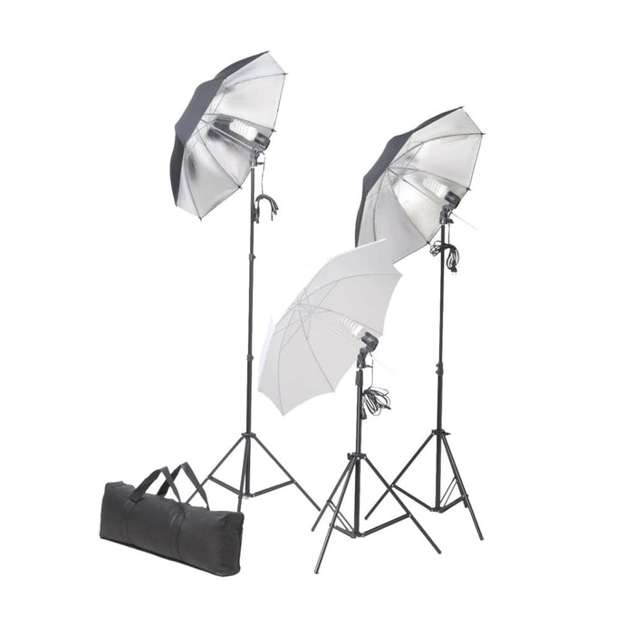 Kit professionale per studio fotografico con set di illuminazione e fondale nero 02_0001447
