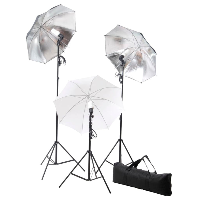 Kit professionale per studio fotografico con set di illuminazione e fondale nero 02_0001447