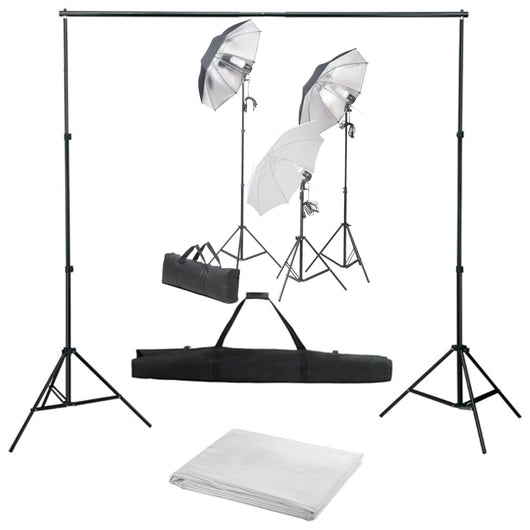 Kit professionale per studio fotografico con set di illuminazione e fondale bianco 02_0001448