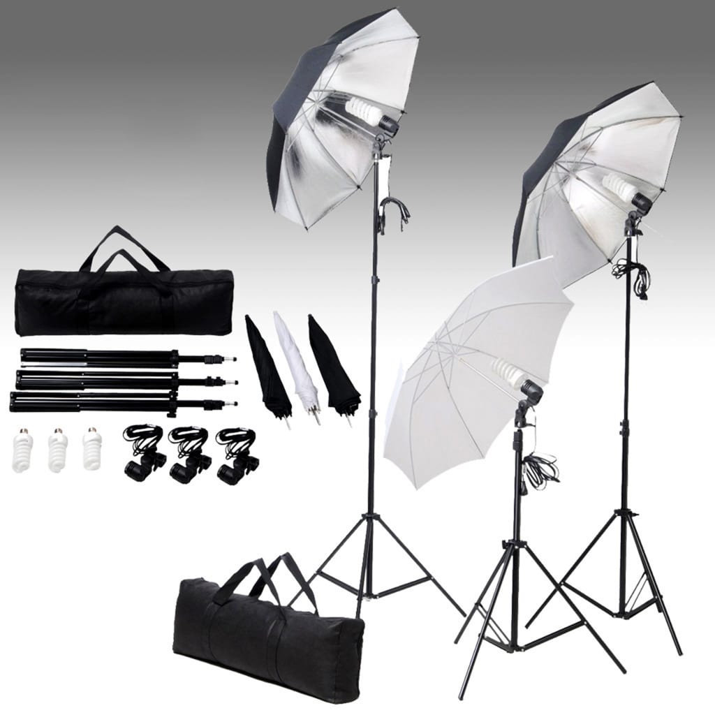 Kit professionale per studio fotografico con set di illuminazione e fondale bianco 02_0001448