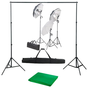 Kit professionale per studio fotografico con set di illuminazione e fondale verde 02_0001449