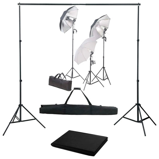 Kit professionale per studio fotografico con set di illuminazione e fondale nero 02_0001450