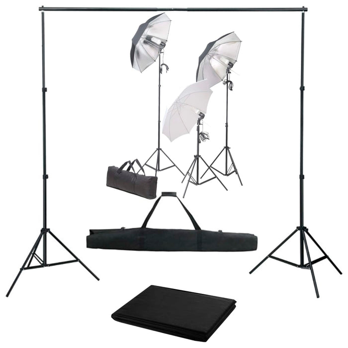 Kit professionale per studio fotografico con set di illuminazione e fondale nero 02_0001450