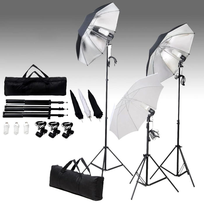 Kit professionale per studio fotografico con set di illuminazione e fondale nero 02_0001450