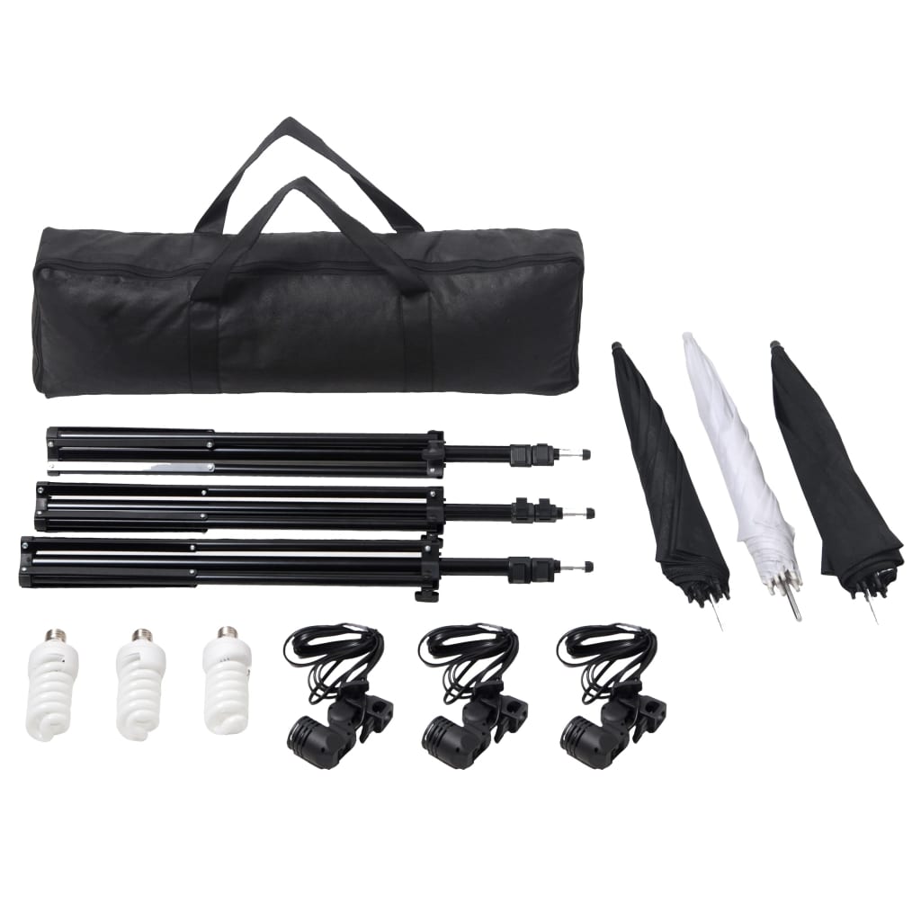 Kit professionale per studio fotografico con set di illuminazione e fondale nero 02_0001450