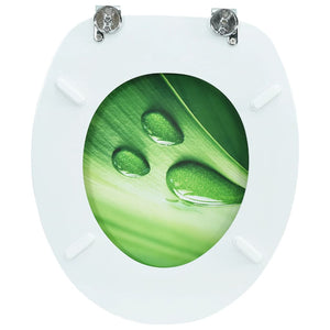 Tavoletta WC con Coperchio MDF Verde Design Goccia d'Acqua 146908