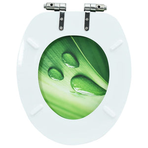 Tavoletta WC Coperchio Chiusura Morbida MDF Verde Goccia Acqua 146915