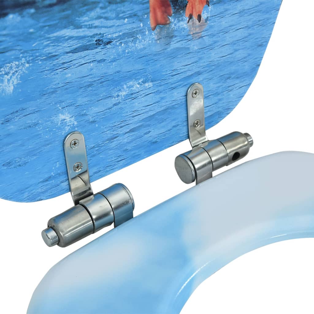 Tavoletta WC con Coperchio Chiusura Morbida MDF Design Pinguino 146917