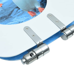 Tavoletta WC con Coperchio Chiusura Morbida MDF Design Pinguino cod mxl 69431