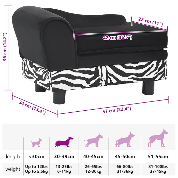 Divano per Cani Nero 57x34x36 cm in Peluche