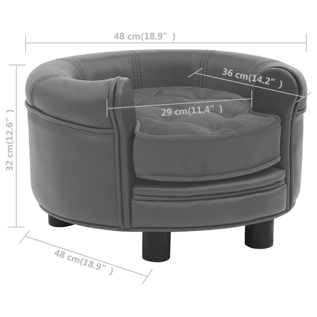 Divano per cani 48 cm in peluche e sintetico grigio 02_0000142