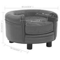 Divano per cani 48 cm in peluche e sintetico grigio 02_0000142