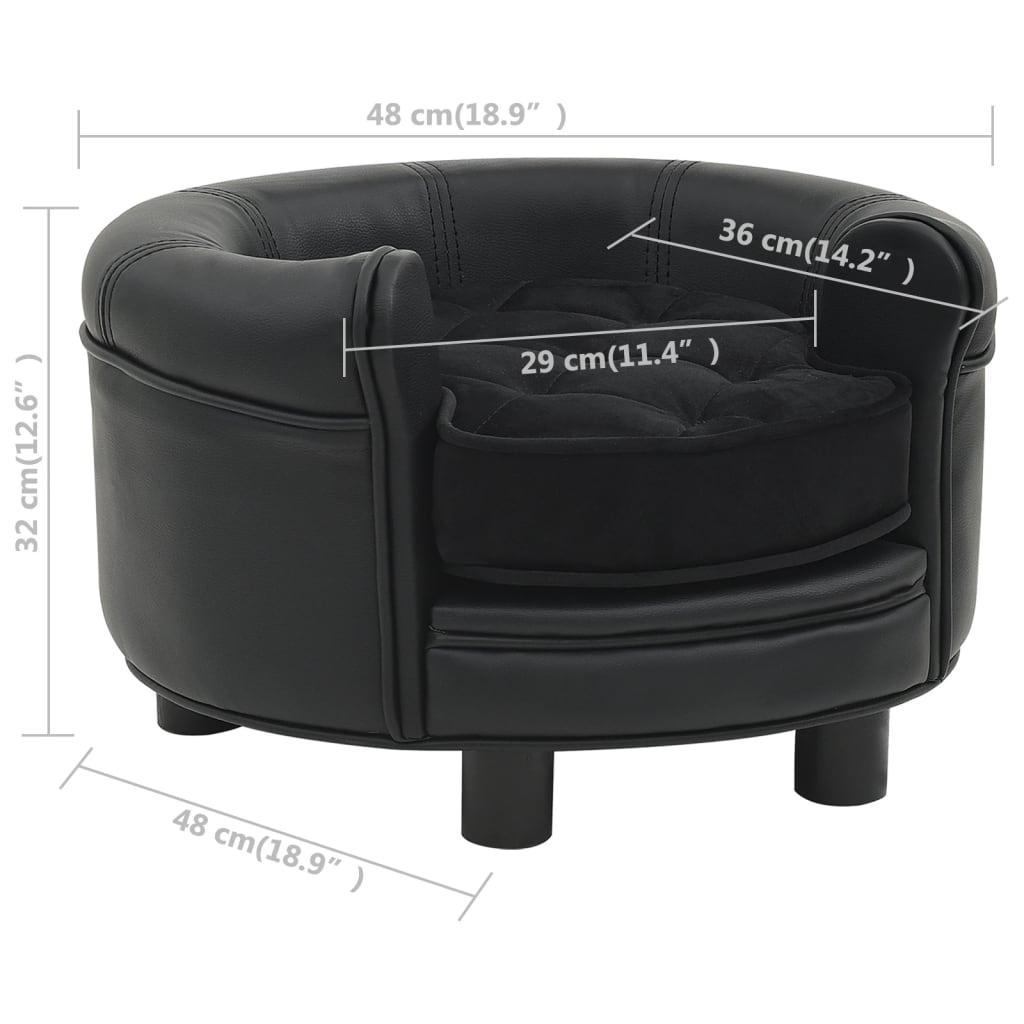 Divano per cani 48 cm in peluche e sintetico nero 02_0000193