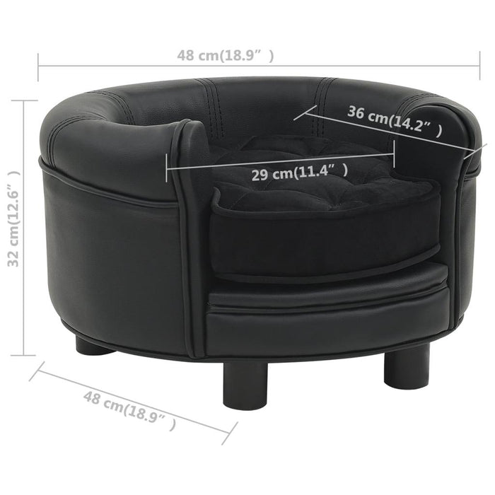 Divano per cani 48 cm in peluche e sintetico nero 02_0000193