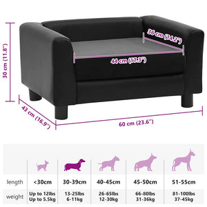 Divano per Cani Nero 60x43x30 cm in Peluche e Similpelle 170960