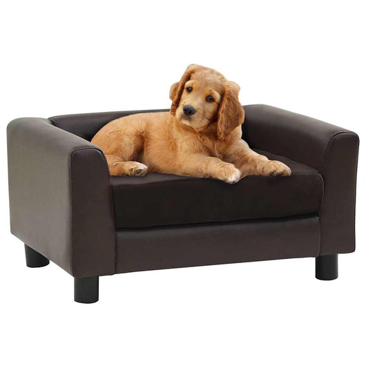 Divano per Cani Marrone 60x43x30 cm in Peluche e Similpelle 170961