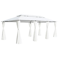 Gazebo con Tende 600x298x270 cm Bianco 180g/mÂ²