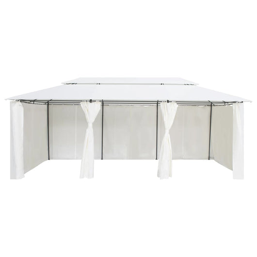 Gazebo con Tende 600x298x270 cm Bianco 180g/mÂ²