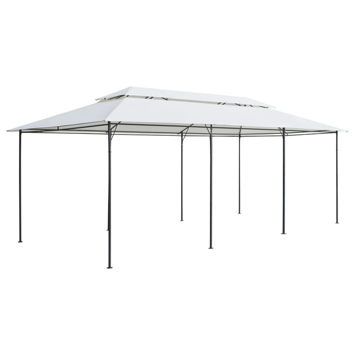 Gazebo con Tende 600x298x270 cm Bianco 180g/mÂ²