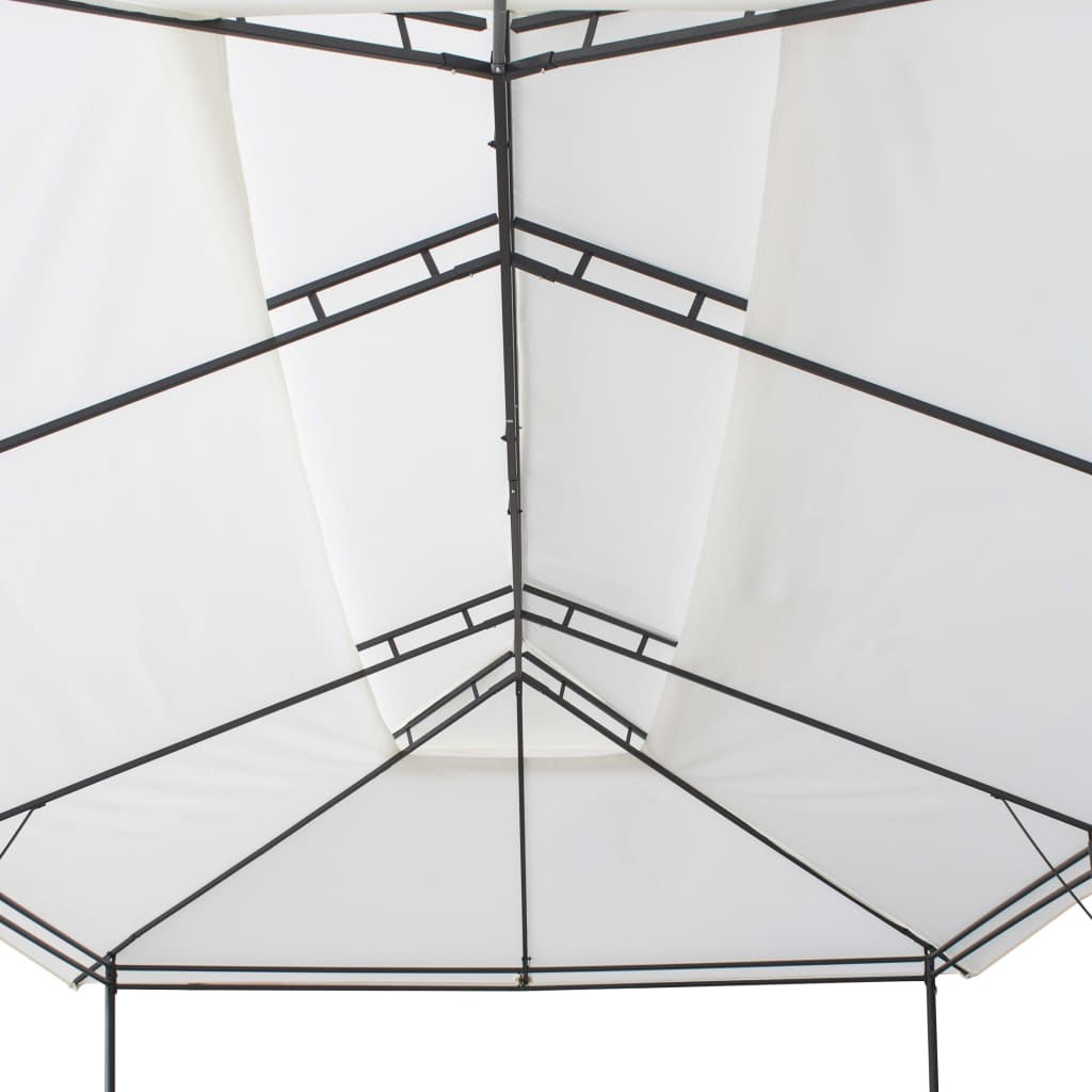 Gazebo con Tende 600x298x270 cm Bianco 180g/mÂ²