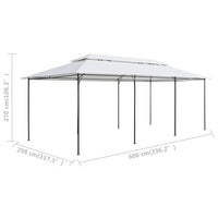 Gazebo con Tende 600x298x270 cm Bianco 180g/mÂ²