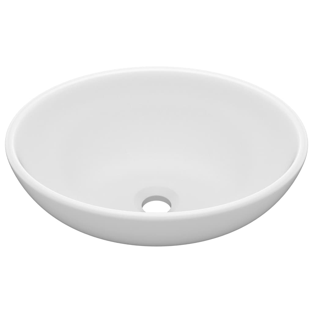 Lavandino Lusso Ovale Bianco Opaco 40x33 cm in Ceramica 146921