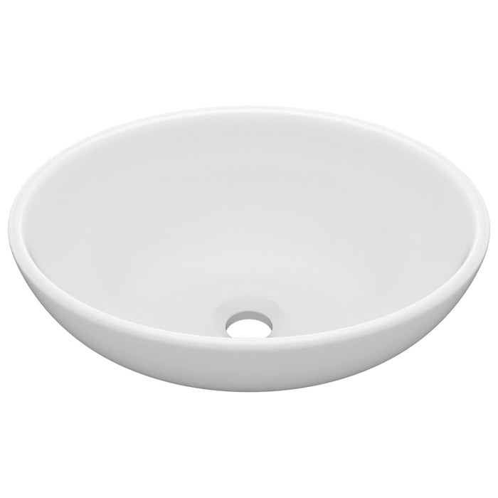 Lavandino Lusso Ovale Bianco Opaco 40x33 cm in Ceramica 146921