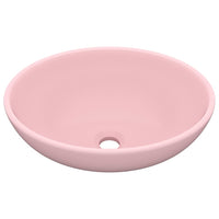 Lavandino-Lavello Lusso Ovale Rosa Opaco 40x33 cm in Ceramica