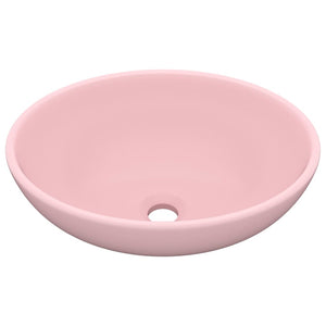 Lavandino-Lavello Lusso Ovale Rosa Opaco 40x33 cm in Ceramica