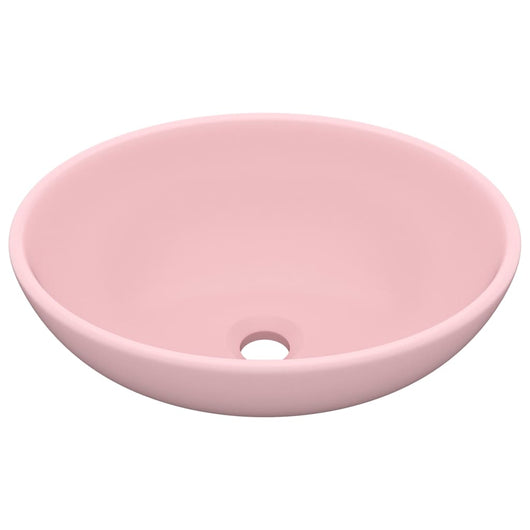 Lavandino-Lavello Lusso Ovale Rosa Opaco 40x33 cm in Ceramica