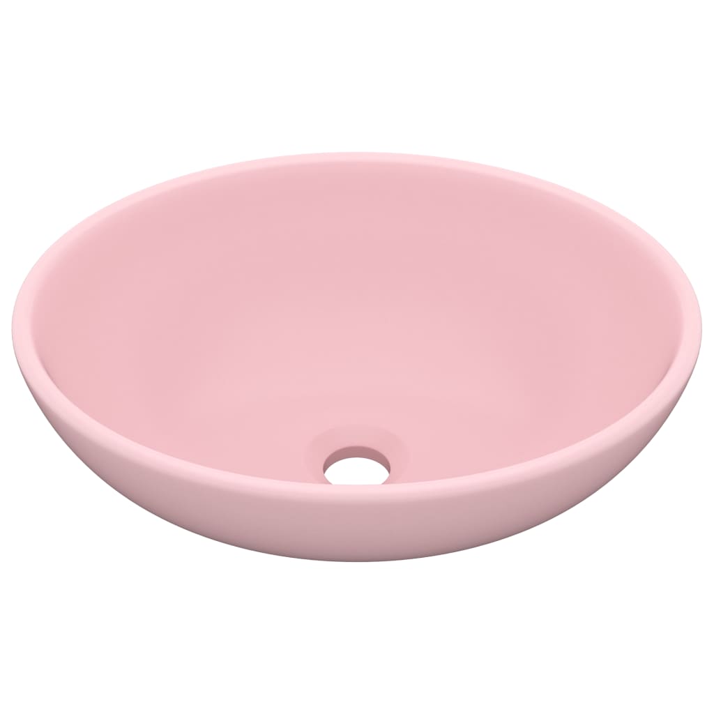 Lavabo da bagno ovale di lusso lavabo 40x33 cm in ceramica rosa opaco 02_0002664