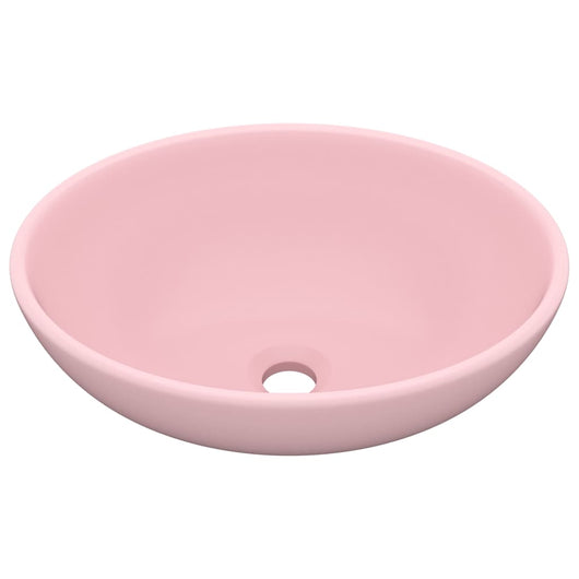 Lavabo da bagno ovale di lusso lavabo 40x33 cm in ceramica rosa opaco 02_0002664