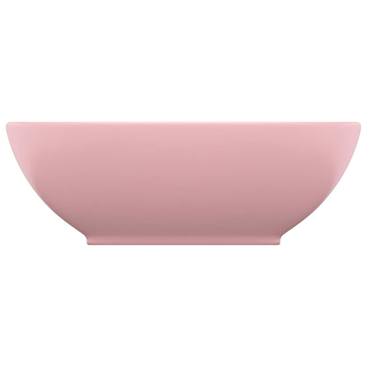 Lavandino-Lavello Lusso Ovale Rosa Opaco 40x33 cm in Ceramica