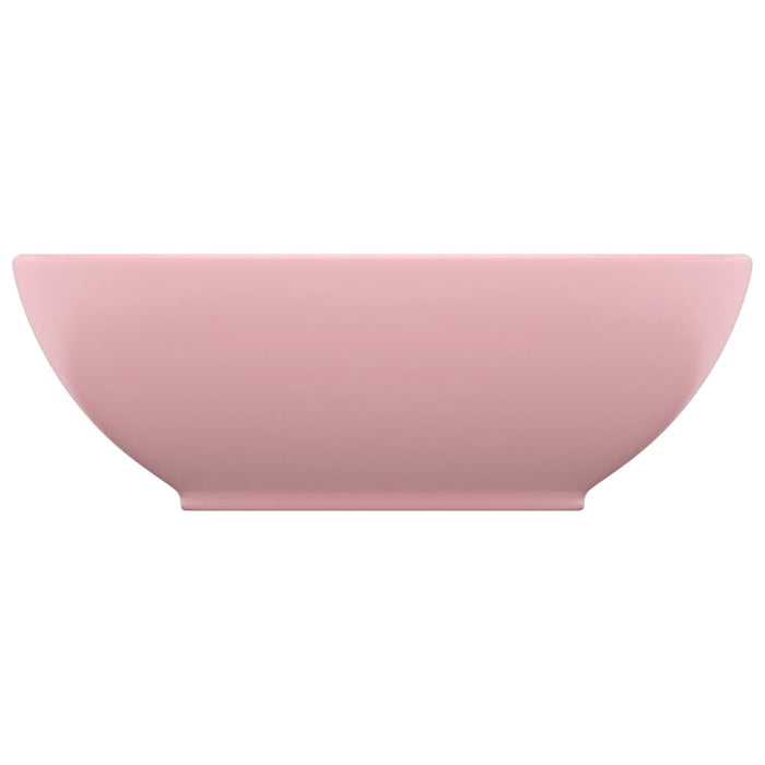 Lavandino-Lavello Lusso Ovale Rosa Opaco 40x33 cm in Ceramica