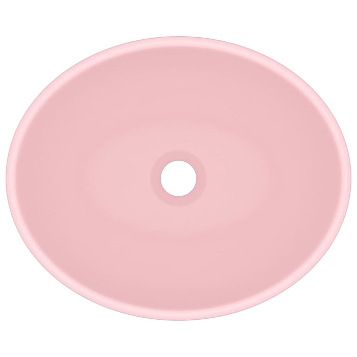 Lavandino Lusso Ovale Rosa Opaco 40x33 cm in Ceramica 146922