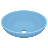Lavandino Lusso Ovale Azzurro Opaco 40x33 cm in Ceramica cod mxl 46119