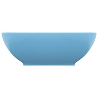 Lavandino Lusso Ovale Azzurro Opaco 40x33 cm in Ceramica cod mxl 46119
