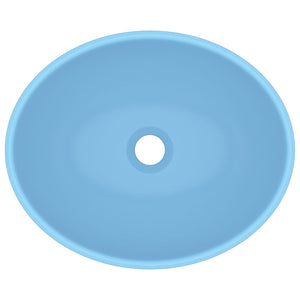 Lavandino Lusso Ovale Azzurro Opaco 40x33 cm in Ceramica cod mxl 46119