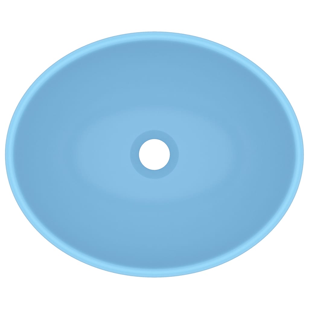 Lavandino Lusso Ovale Azzurro Opaco 40x33 cm in Ceramica 146923