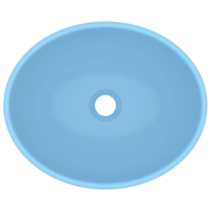 Lavandino Lusso Ovale Azzurro Opaco 40x33 cm in Ceramica 146923