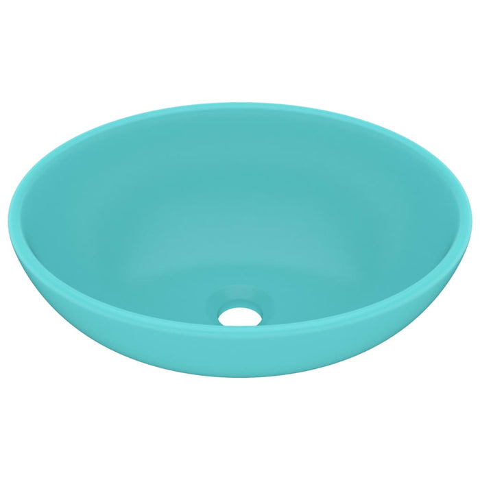 Lavandino Lusso Ovale Verde Chiaro Opaco 40x33 cm in Ceramica 146925