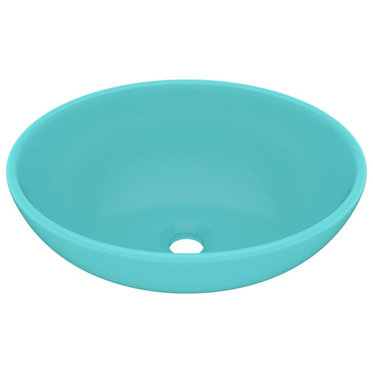 Lavandino-Lavello Lusso Ovale Verde Chiaro Opaco 40x33 cm in Ceramica