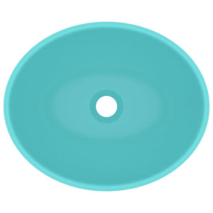 Lavandino Lusso Ovale Verde Chiaro Opaco 40x33 cm in Ceramica 146925