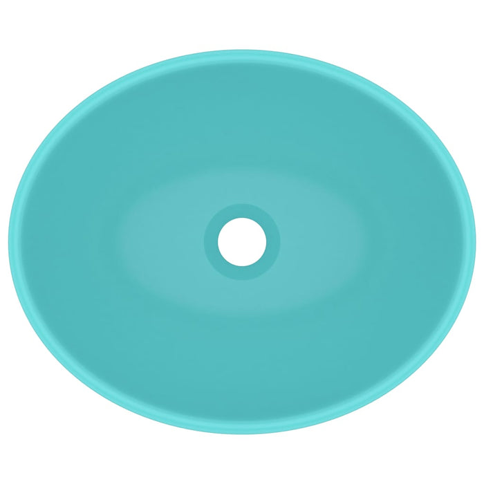 Lavandino Lusso Ovale Verde Chiaro Opaco 40x33 cm in Ceramica 146925