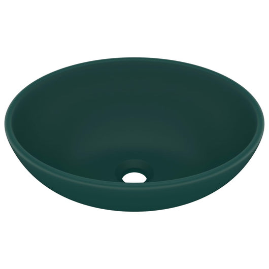 Lavandino-Lavello Lusso Ovale Verde Scuro Opaco 40x33 cm in Ceramica
